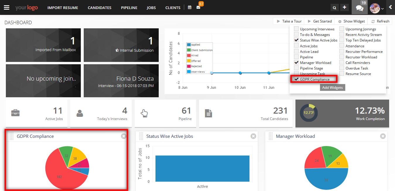 Dashboard Widget - iSmartRecruit